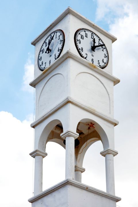 Filoti: The belfry and the clock of a local church