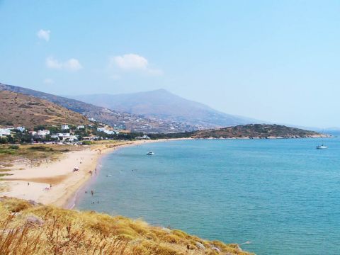 Agios Petros: Sandy beach with blue waters