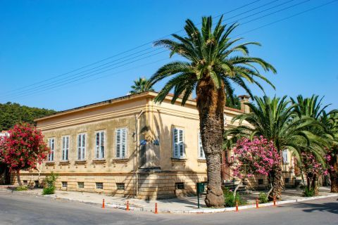 Argostoli: Beautiful palm trees and an old house