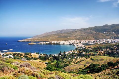Chora: Panoramic view of Chora, Andros.
