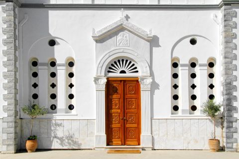 Chora: The church of Panagia Theoskepasti. Chora, Andros.