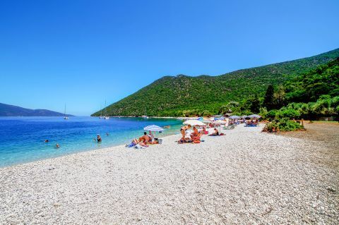Antisamos: Pebbled beach with beautiful natural surroundings