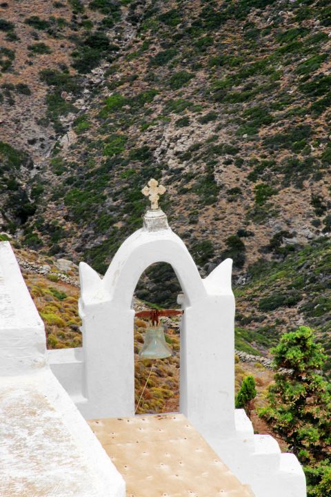 Chora: The belfry of the church of Agios Georgios Valsamitis. Chora, Amorgos.