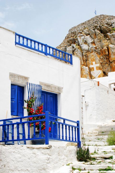 Chora: White and blue house in Chora.